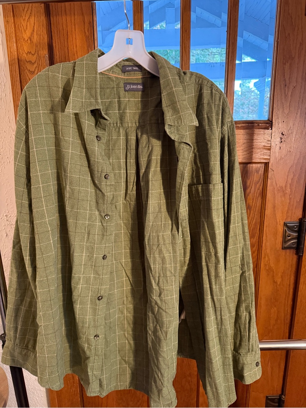 St. John's Bay Olive Green Windowpane Shirt